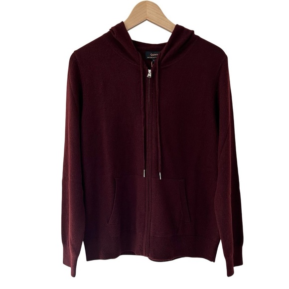 Quince Sweaters - Quince Women’s Mongolian Cashmere Full Zip Hoodie L burgundy NWT